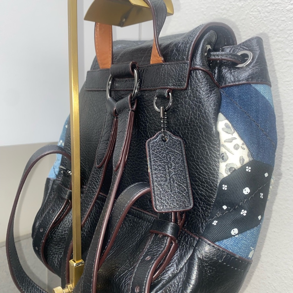 Coach Canyon Denim Patchwork Backpack Euc - image 3